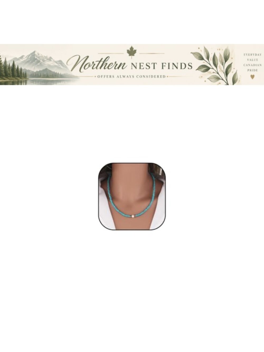 Turquoise Bead Choker Necklace Pearl Chain Western Jewelry for Women